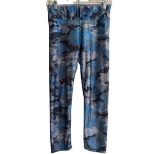 Terez Womens Medium Blue Grey Camouflage Leggings Active Stretch Yoga